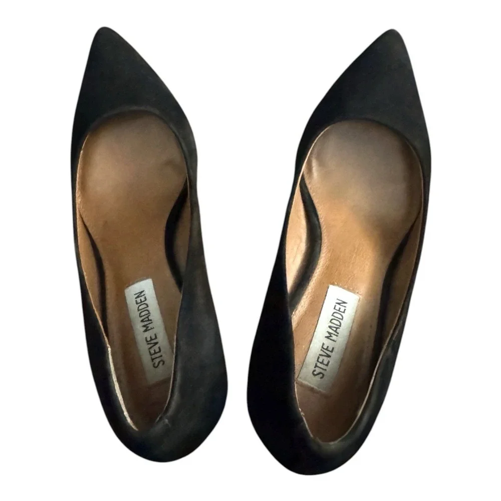 Steve Madden Ashlyn Pump Black Suede Leather Women's Size‎ 7.5